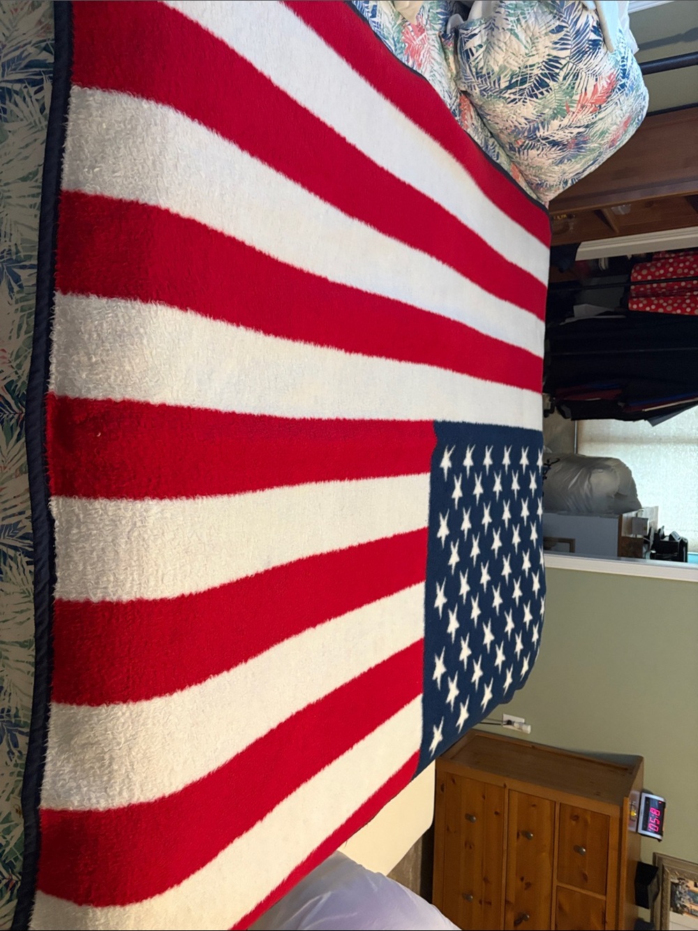 American Flag Plush Throw Blanket - Red, White & Blue